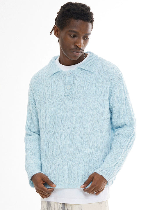 EMPTY REFERENCE Cutout Polo Knit Sweater | Face 3 Face