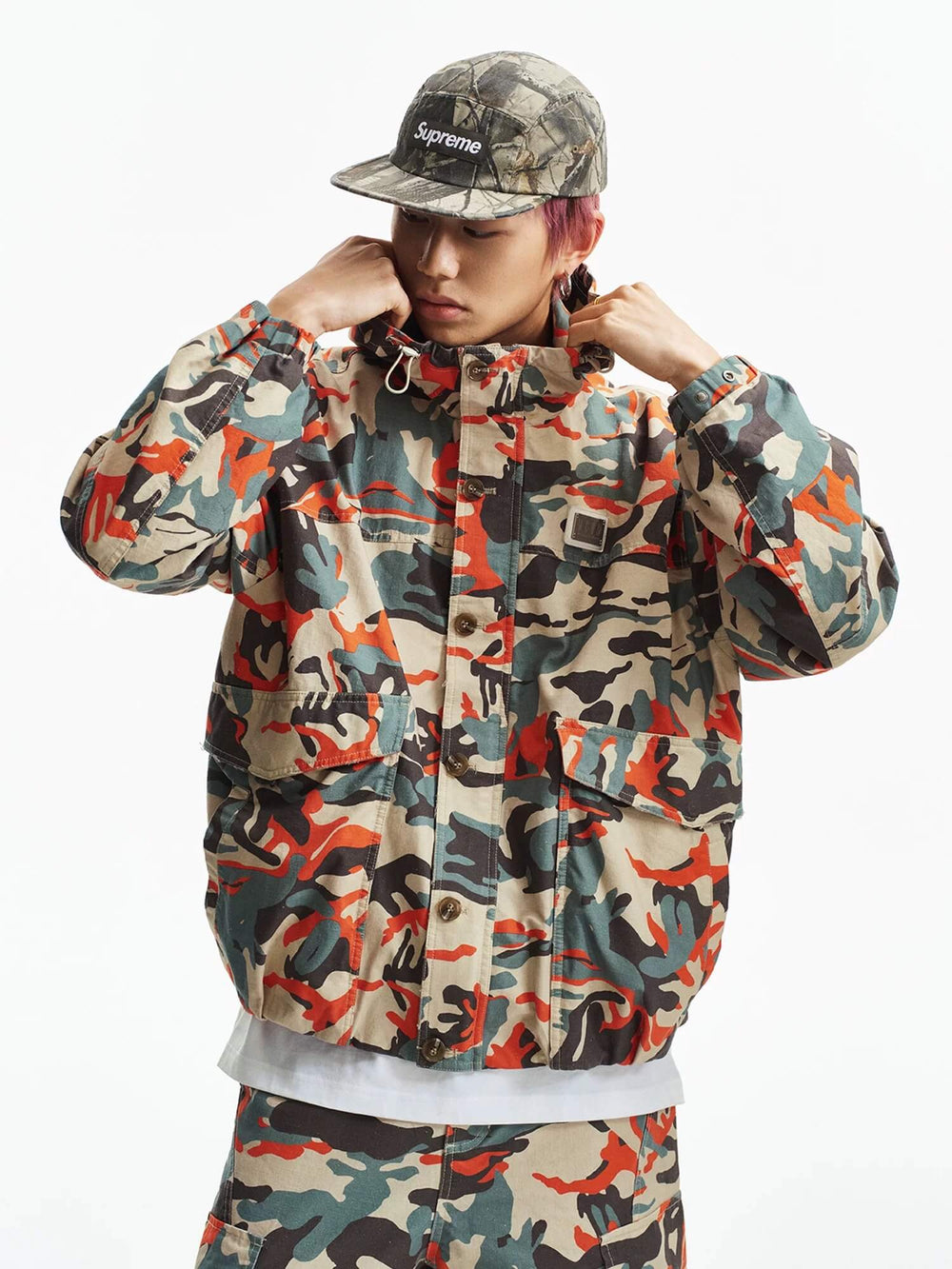 MEDM Custom Color Blocked Camo Hooded Jacket | Face 3 Face