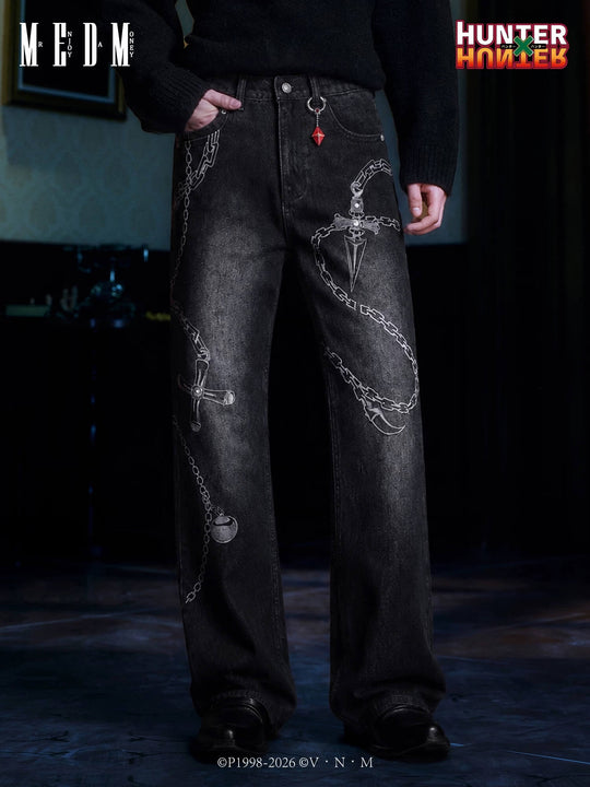 MEDM × HUNTER×HUNTER Kurapika Chain Embroidered Jeans
