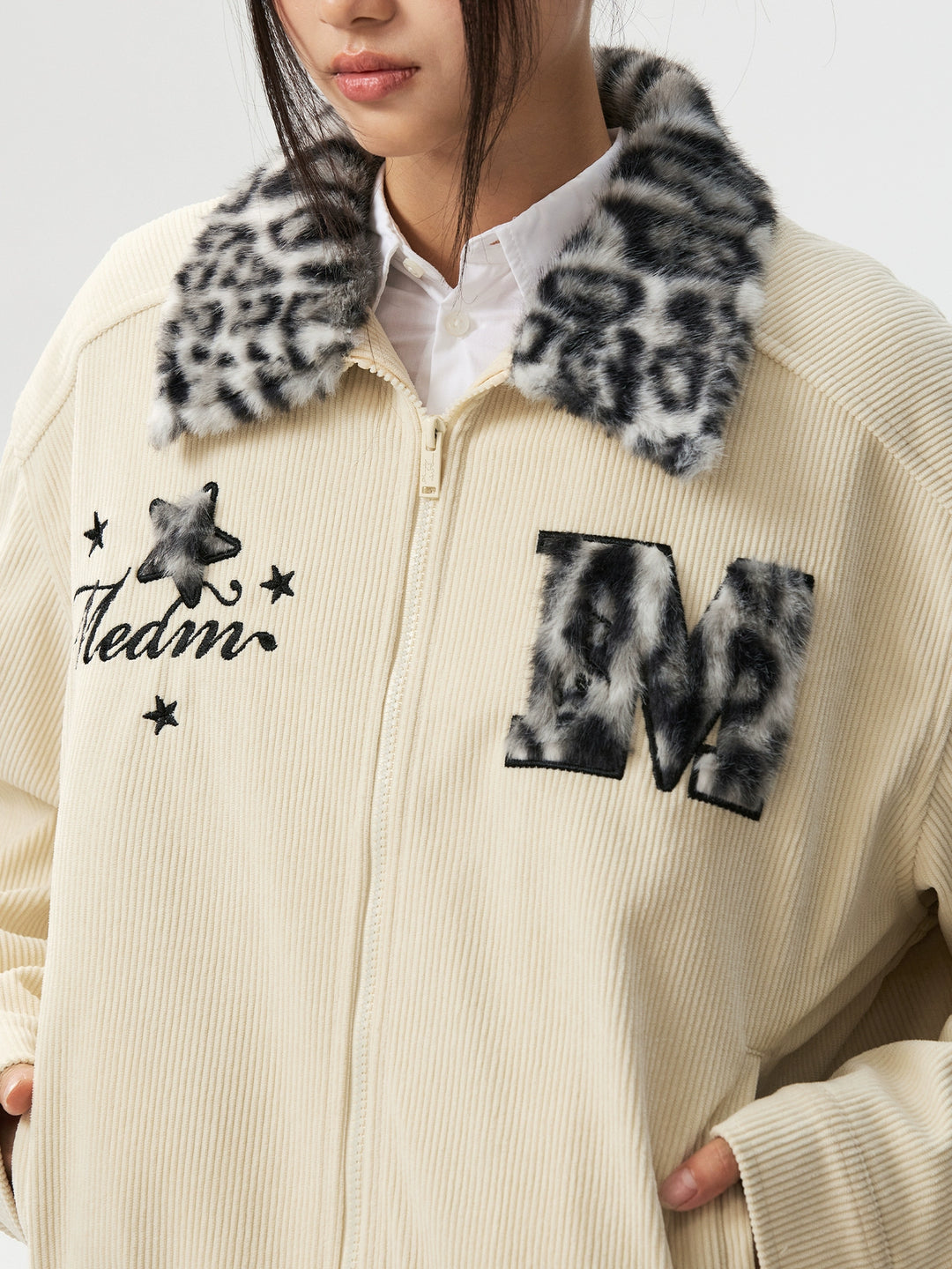 MEDM Leopard Fur Collar Corduroy Jacket | Face 3 Face
