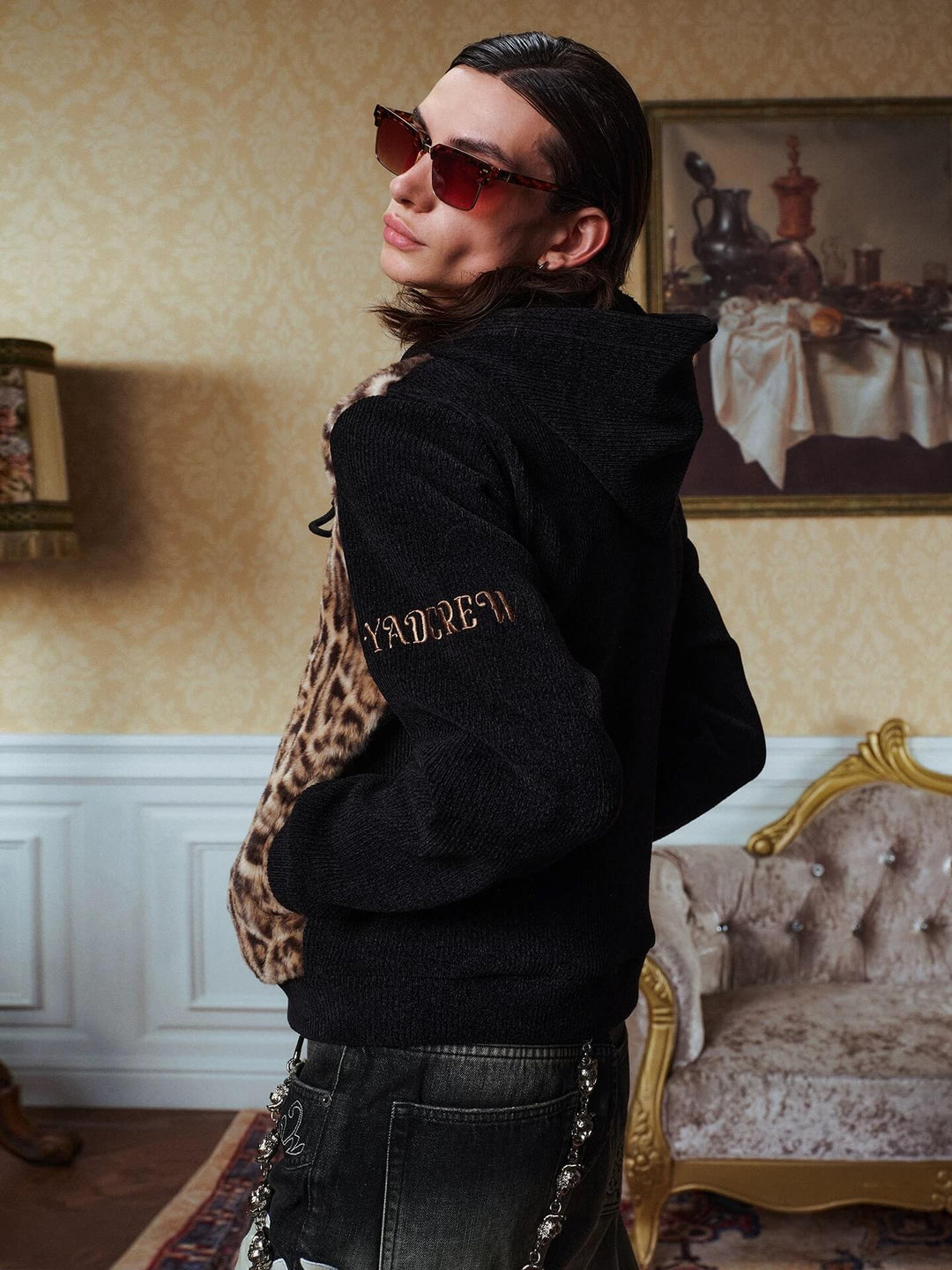 YADcrew Leopard Print Color Block Hooded Jacket | Face 3 Face