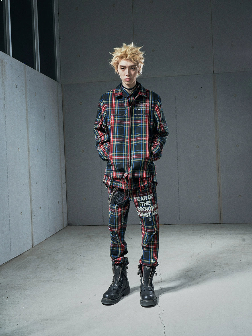 VENTUREK Tartan Check Destroyed Zipper Slim Pants | Face 3 Face