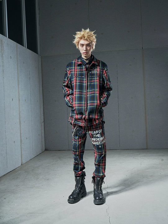 VENTUREK Tartan Check Destroyed Zipper Slim Pants | Face 3 Face