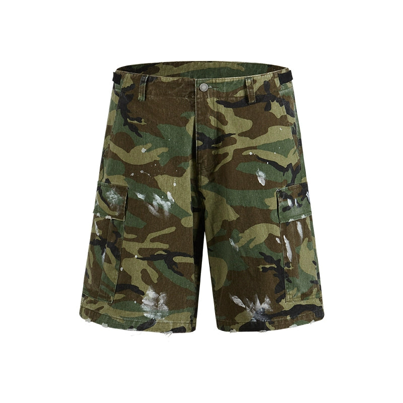 Remedy Paint Stained Camouflage Work Cargo Shorts | Face 3 Face