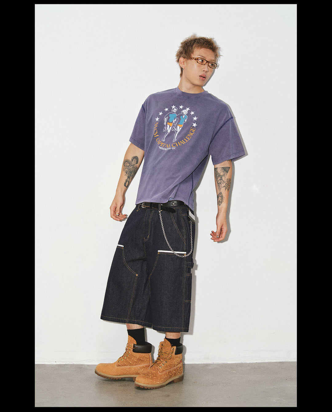 NOVACAM Running Graphic Print Washed Short Sleeve Tee | Face 3 Face
