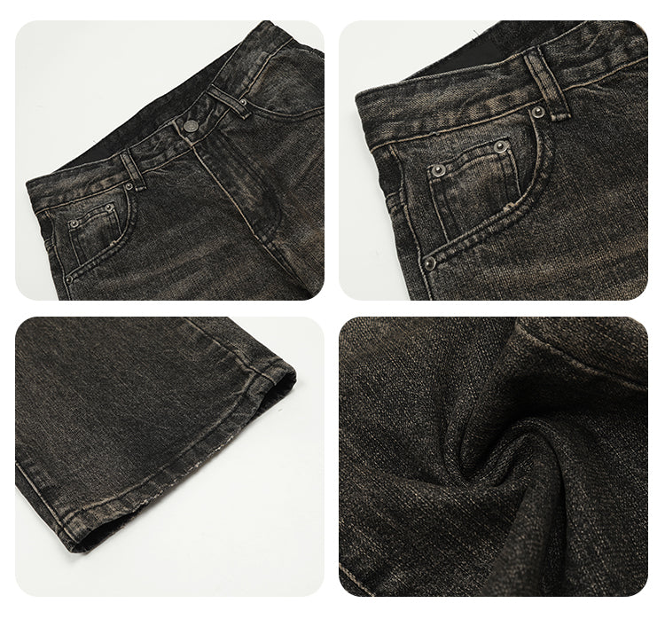 F3F Select Washed Black Gray Multi Hole Jeans | Face 3 Face