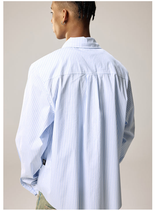 Remedy Letter Print Striped Long Sleeve Shirt | Face 3 Face
