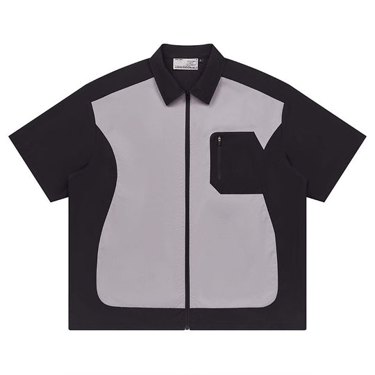 Harsh and Cruel Contrast Stitching Deconstructed Zipper Shirt