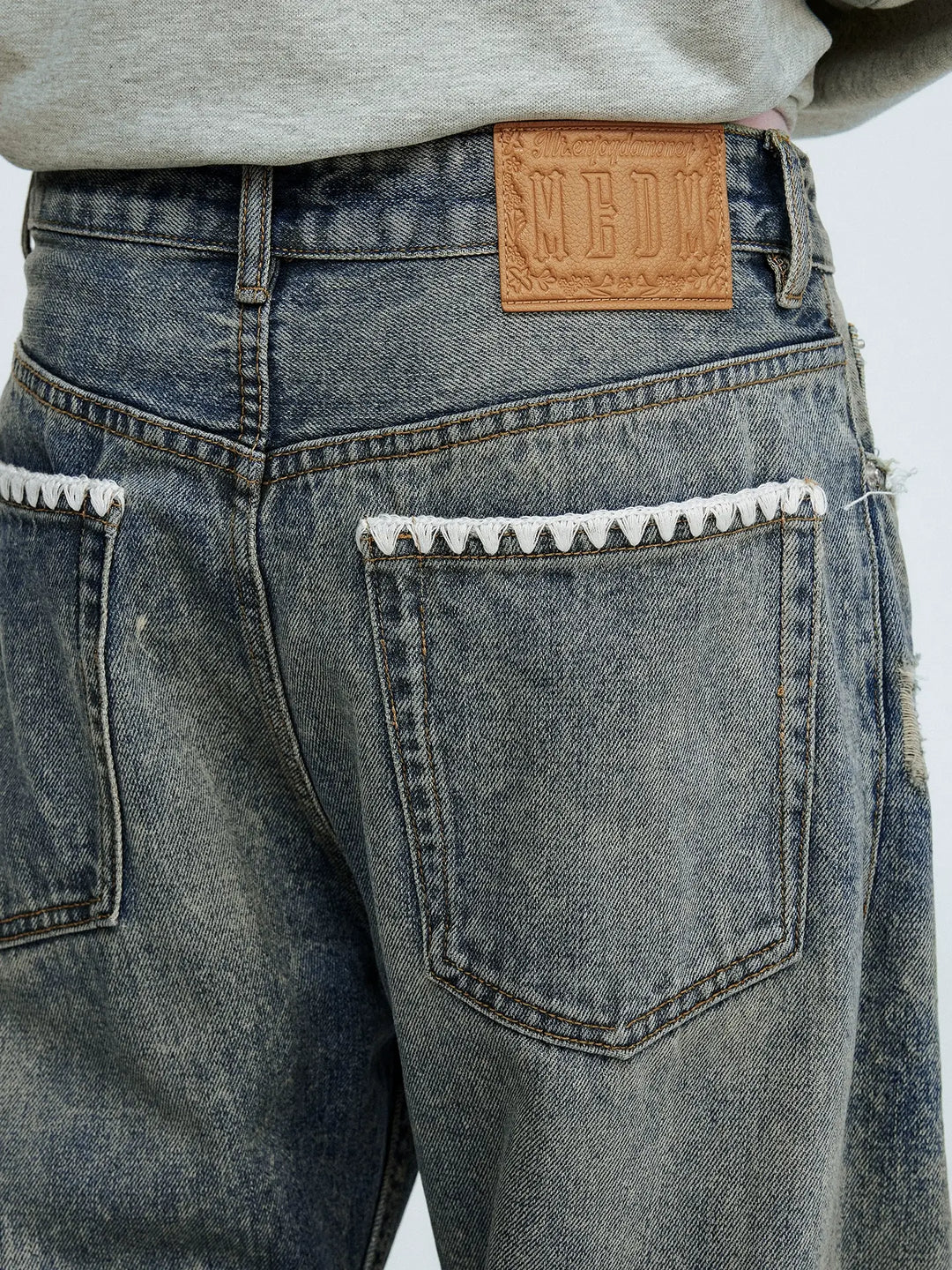 MEDM Stitch Embroidered Washed Jeans | Face 3 Face