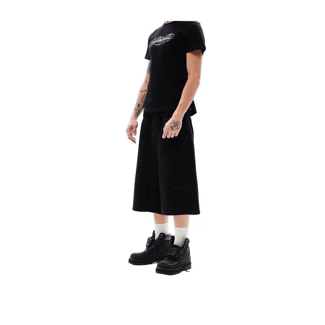 KARMANISTIC All Over Rhinestone Baggy Sweat Shorts | Face 3 Face