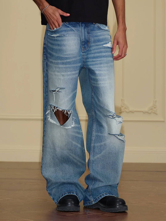YADcrew Vintage Whiskered Washed Distressed Jeans | Face 3 Face