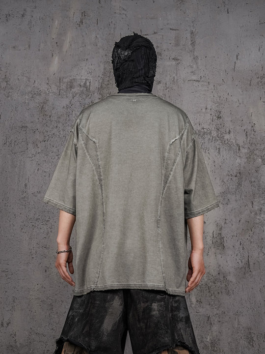 UNDERWATER Gray Sand-Washed Faded Deconstructed Tee | Face 3 Face