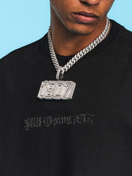 1807 Gothic Rhinestone Logo Distressed Tee | Face 3 Face