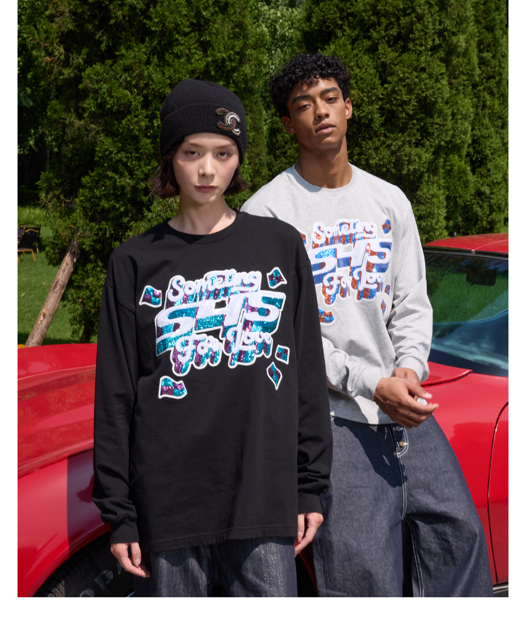 S45 3D Sequined Letter Logo Long Sleeve Tee | Face 3 Face