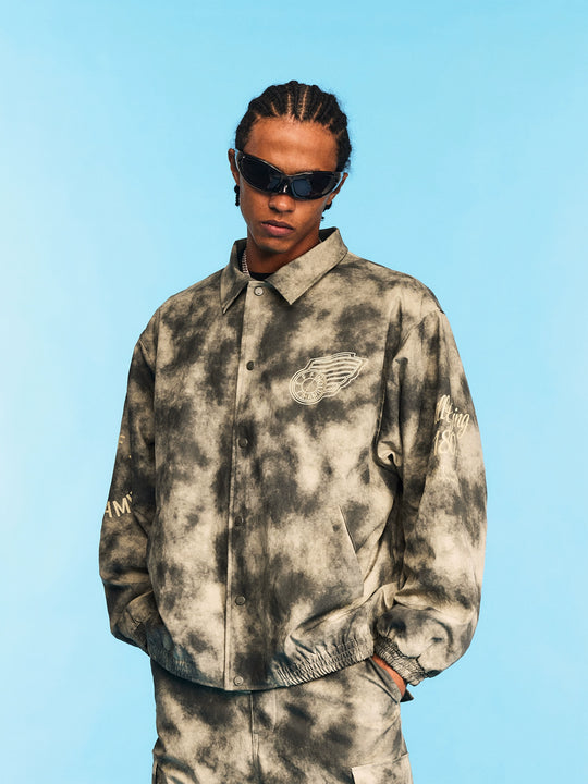 1807 JEFF HAMILTON Tie Dye Printed Coach Jacket | Face 3 Face