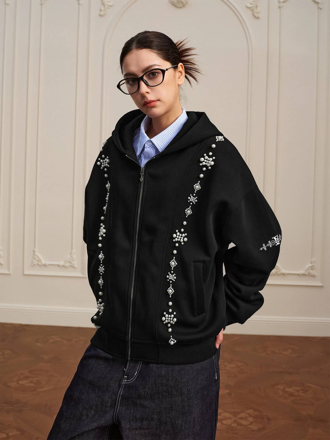 YADcrew Star Track Pearl Zip Up Hoodie | Face 3 Face