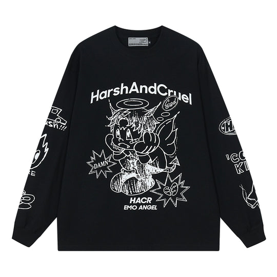 Harsh and Cruel Angel Graffiti Print Long Sleeve Tee | Face 3 Face