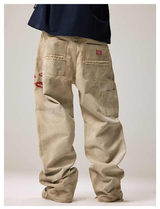 Remedy Kiss Mark Distressed Hole Work Painter Pants | Face 3 Face