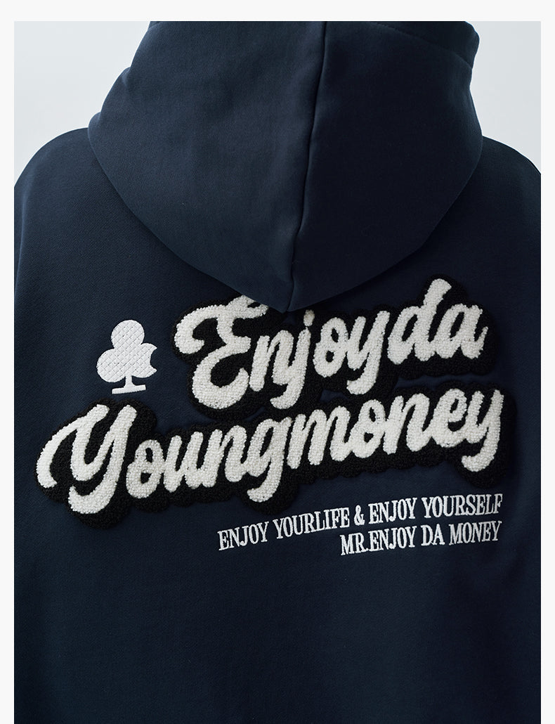 MEDM Towel Applique Embroidery Zip-Up Hoodie | Face 3 Face