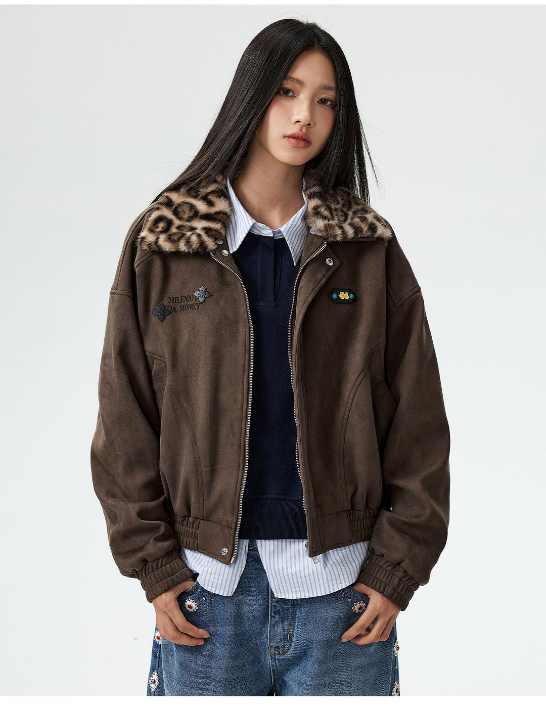 MEDM Detachable Collar Suede Jacket | Face 3 Face