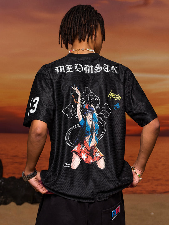 MEDM × STK Girl Cross Print Mesh Jersey | Face 3 Face
