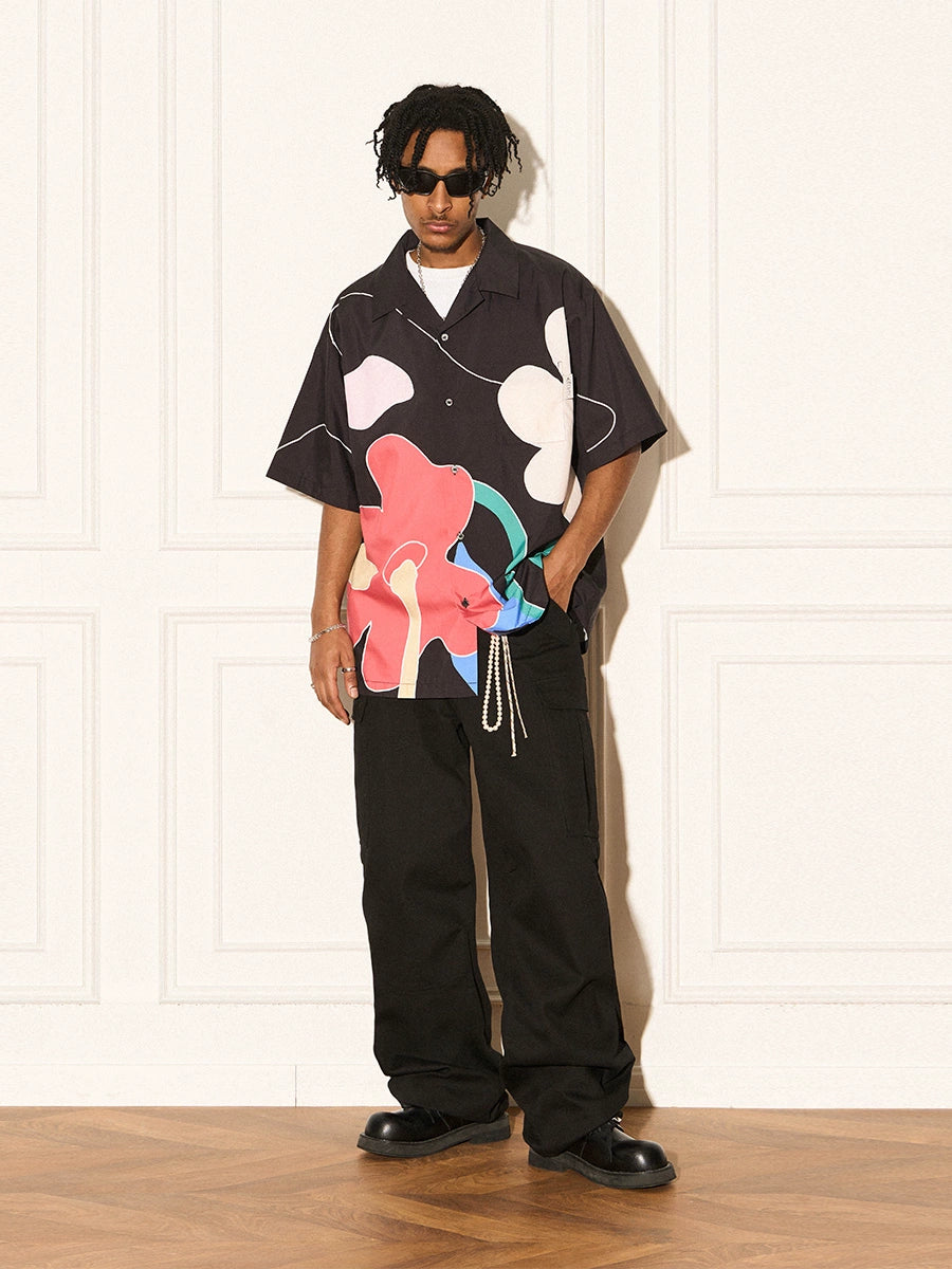 EMPTY REFERENCE Abstract Floral Short Sleeve Shirt