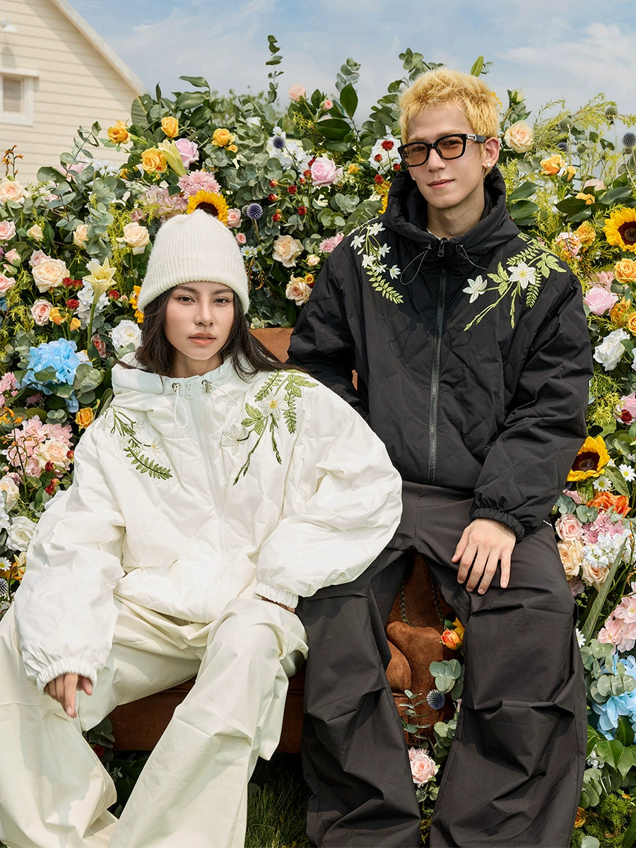 Harsh and Cruel Floral Quilted Hooded Down Jacket | Face 3 Face