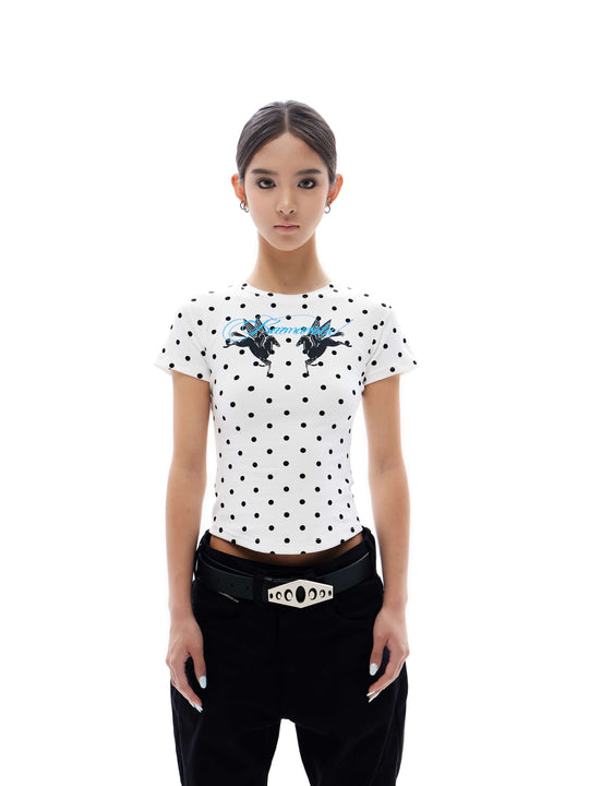 KARMANISTIC All Over Dot Chest Pegasus Print Short Sleeve Tee | Face 3 Face