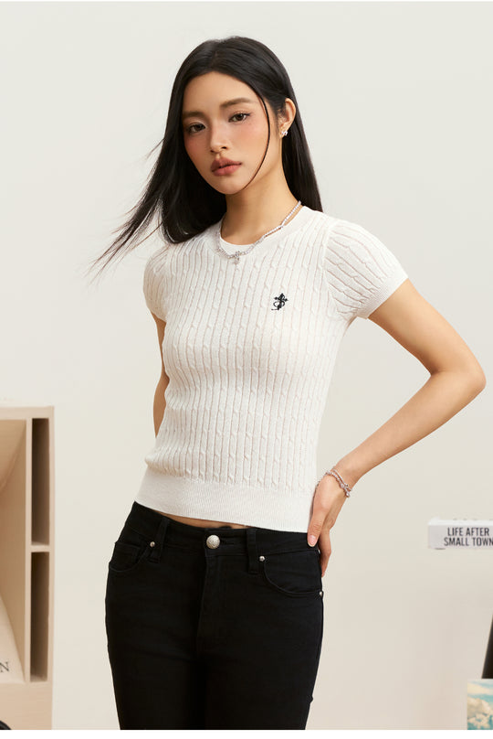 Small Town Kid Twist Knit Slim Fit Short Sleeve Tee | Face 3 Face