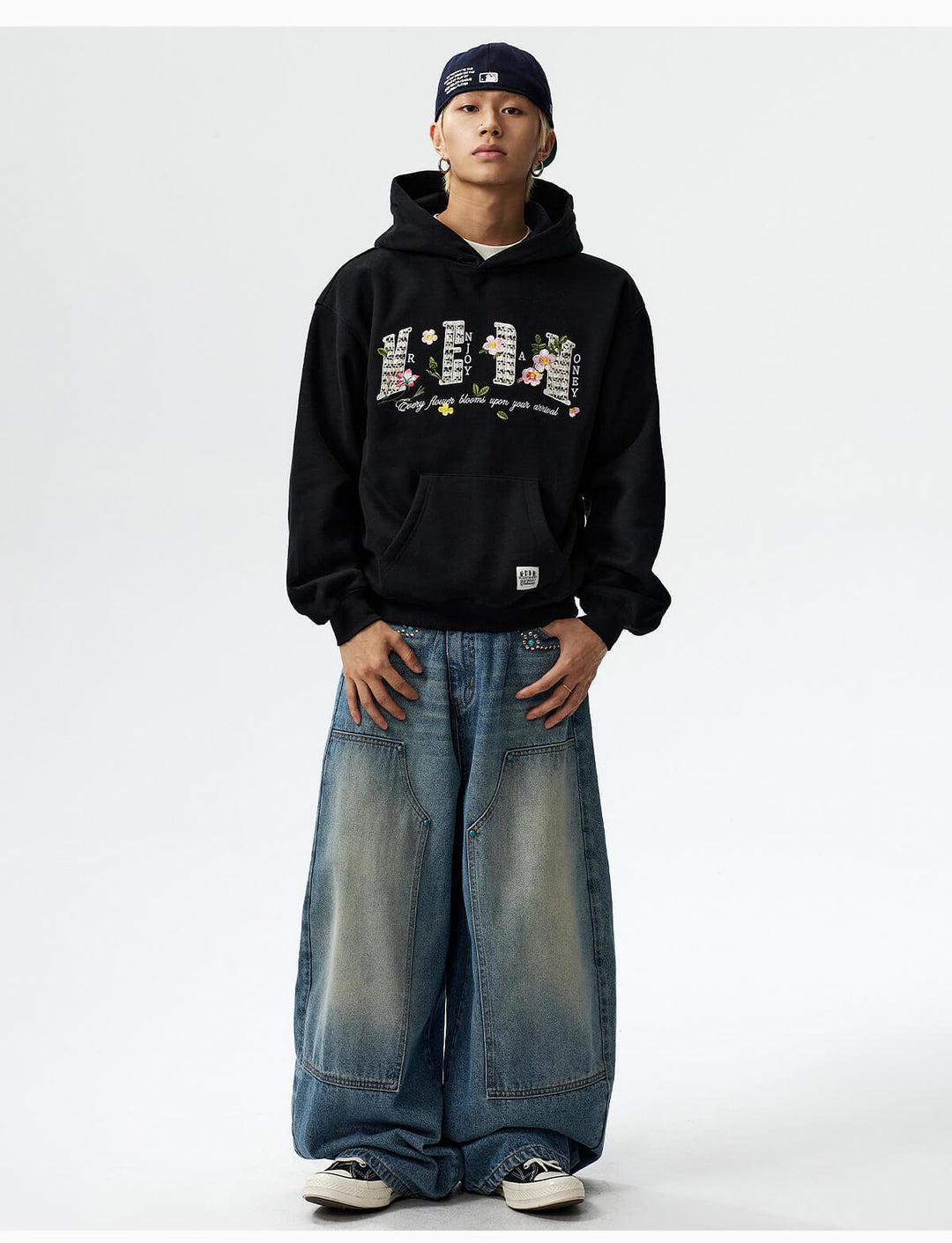 MEDM Mini Patchwork Floral Embroidered Hoodie | Face 3 Face