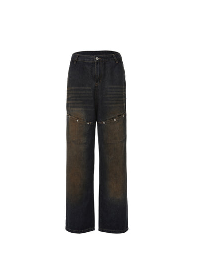 STEEPC Relaxed Wash Concealed Button Baggy Jeans | Face 3 Face