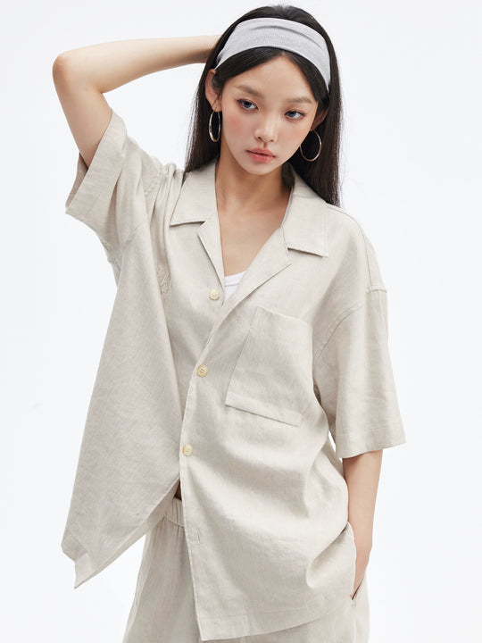 MEDM Linen Cuban Collar Shirt | Face 3 Face