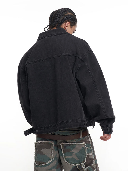 F3F Select Classic Black Washed Denim Jacket | Face 3 Face