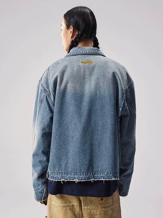 Remedy Washed Denim Zip Up Work Jacket | Face 3 Face