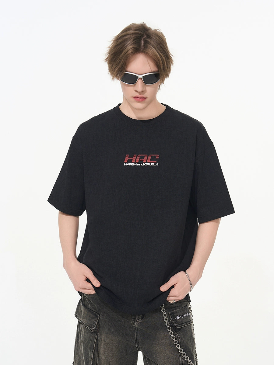 Harsh and Cruel Retro Racing Logo Print Tee