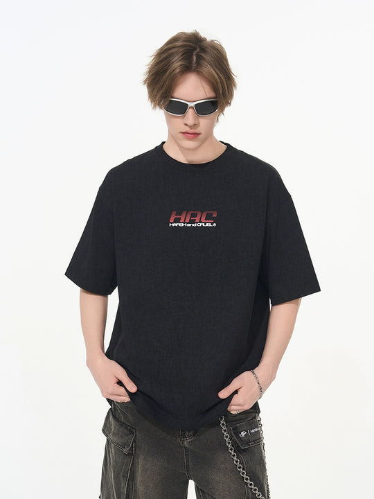 Harsh and Cruel Retro Racing Logo Print Tee