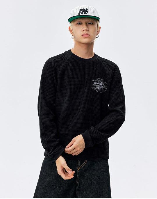 MEDM Angel Print Waffle Long Sleeve Tee | Face 3 Face