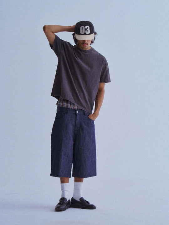 LIBERAFIT Raw Denim Below Knee Shorts | Face 3 Face