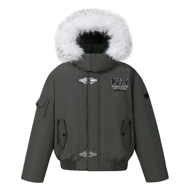MEDM Detachable Fur Metal Snaps Down Jacket | Face 3 Face