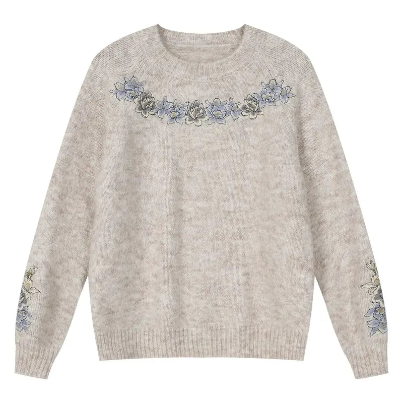 MEDM Floral Embroidered Mohair Knit Sweater | Face 3 Face