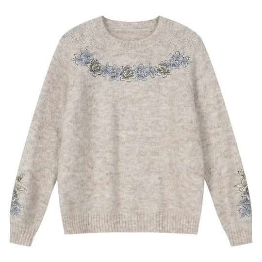 MEDM Floral Embroidered Mohair Knit Sweater | Face 3 Face