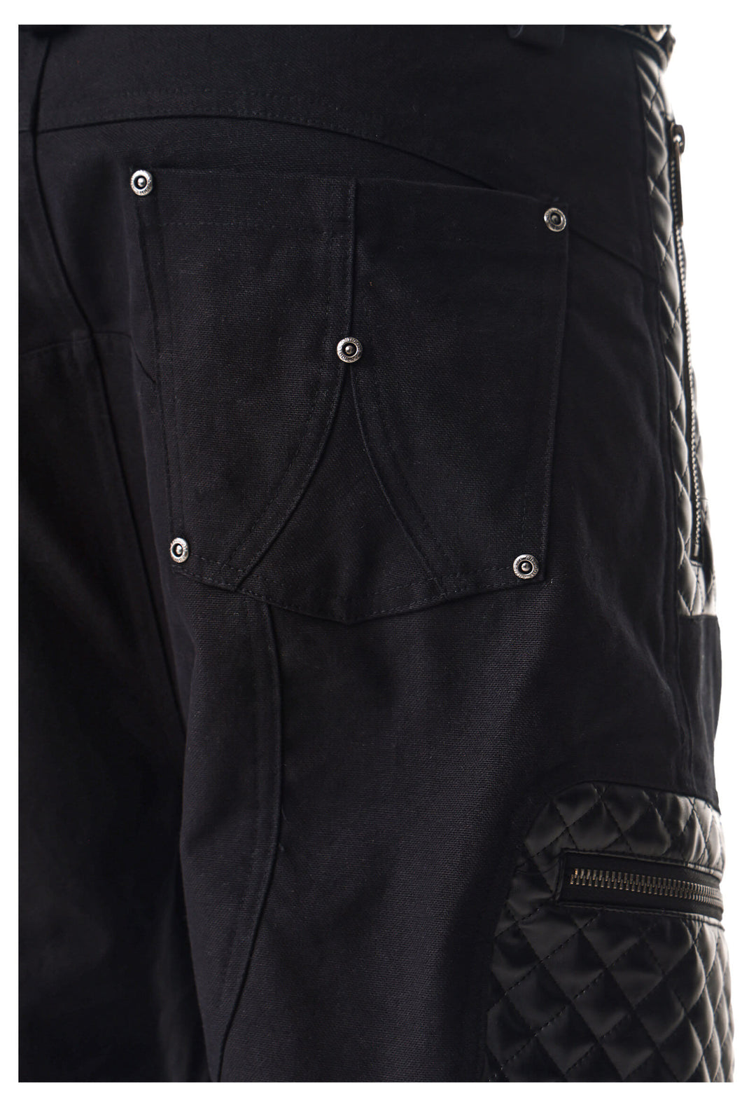 ANTIDOTE PU Leather Quilted Patchwork Cargo Pocket Work Pants | Face 3 Face