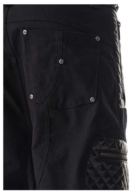 ANTIDOTE PU Leather Quilted Patchwork Cargo Pocket Work Pants | Face 3 Face