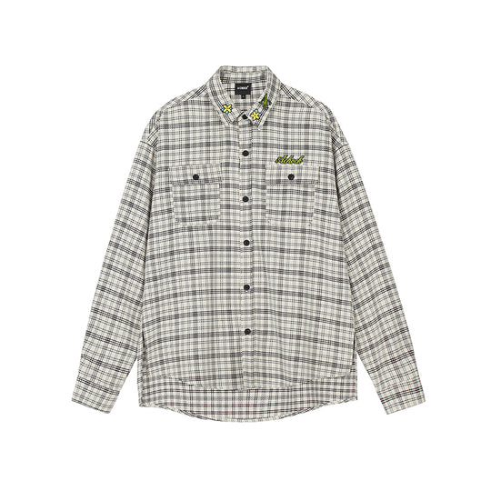 Achock Color Blocking Logo Embroidery Plaid Long Sleeve Shirt | Face 3 Face
