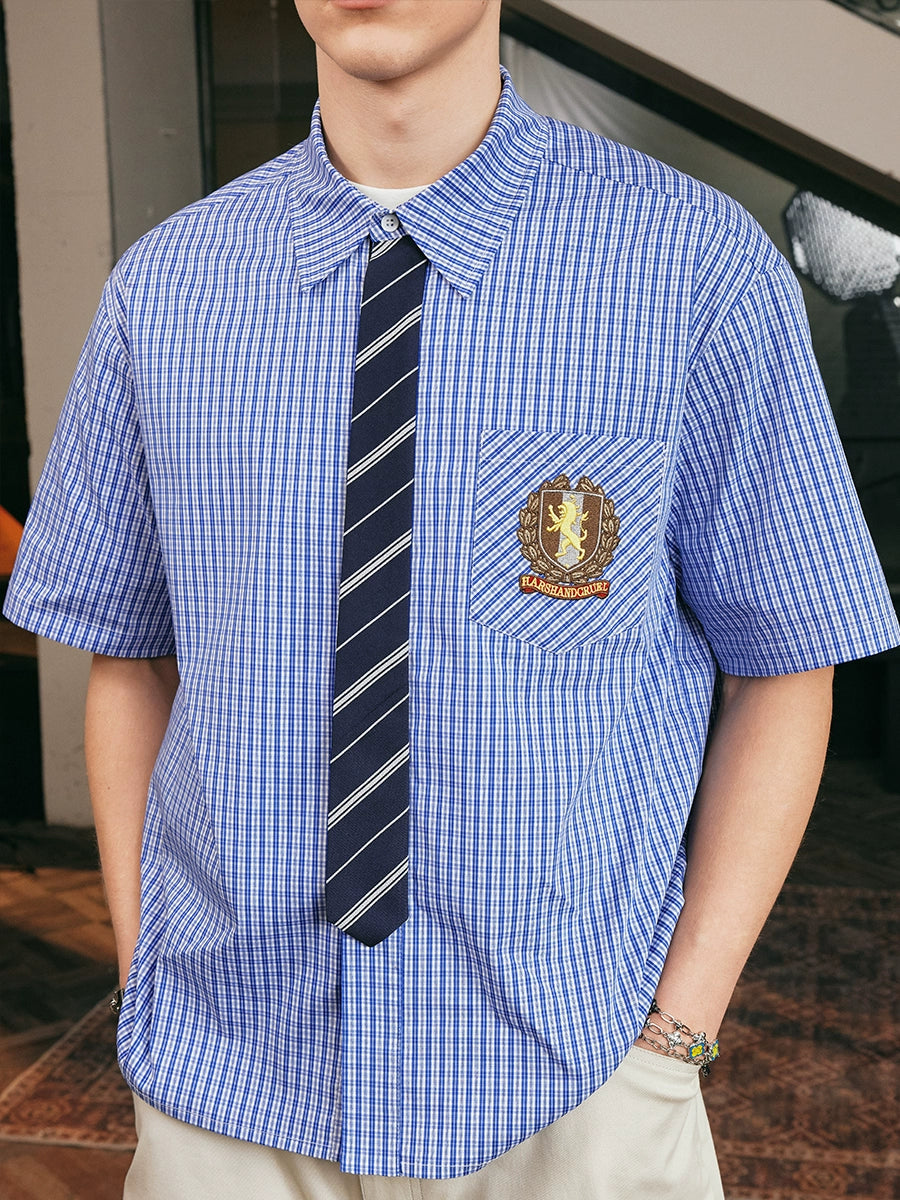 Harsh and Cruel Tie Detail Embroidery Plaid Shirt | Face 3 Face