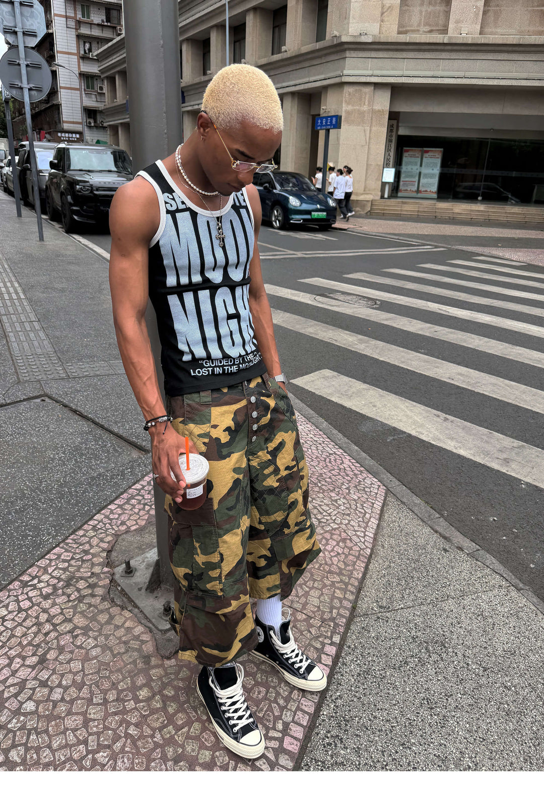 STEEPC Button Fly Camo Baggy Cargo Shorts | Face 3 Face