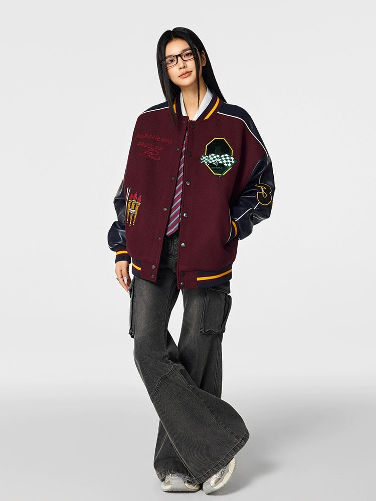 Achock Vintage College Embroidery Varsity Jacket | Face 3 Face