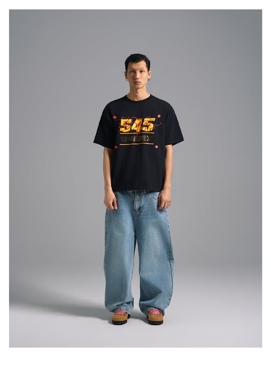 S45 Basic Signature Logo Print Rhinestone Tee | Face 3 Face