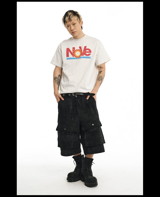 NOVACAM Camouflage & Black Baggy Work Cargo Shorts | Face 3 Face