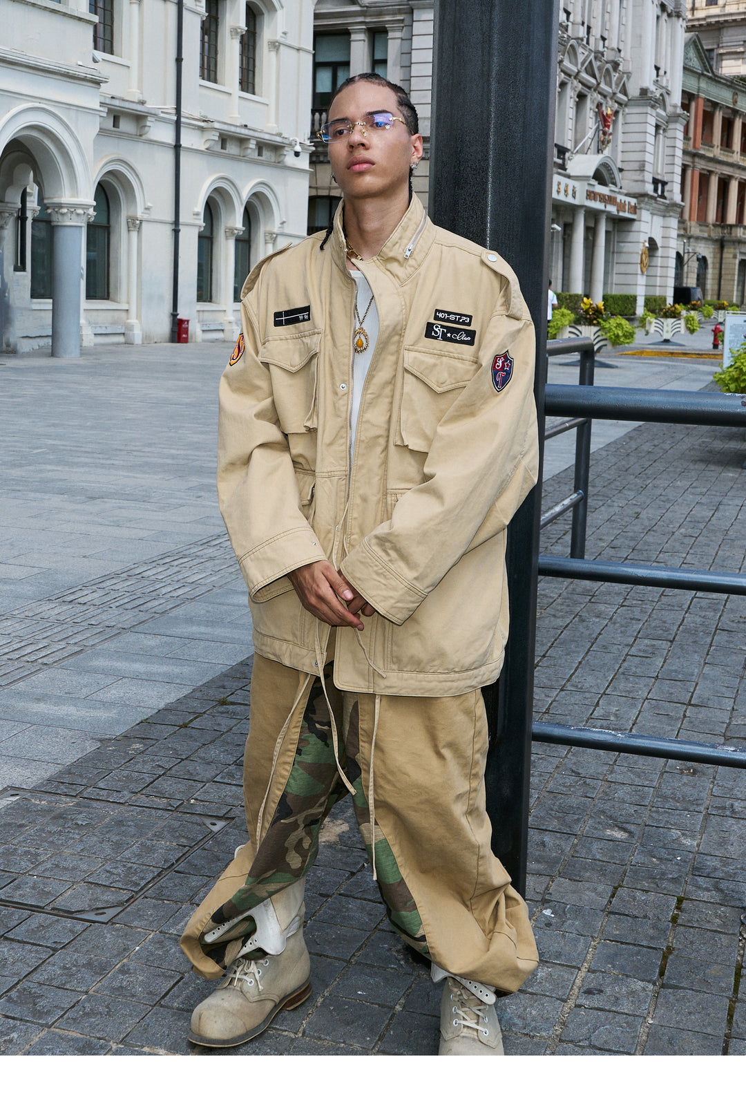 STEEPC Khaki Patch Embroidery M-65 Field Jacket | Face 3 Face